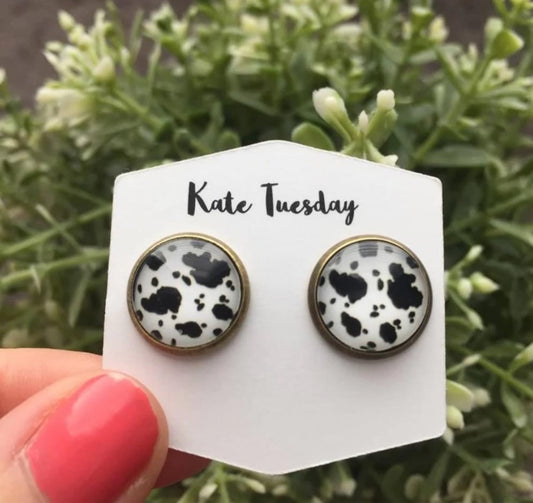 Cow print studs